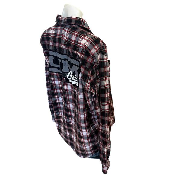 University of Montana Grizzlies Plaid Flannel Shirt LARGE Oversized Football UM - Picture 3 of 6